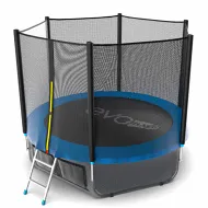 Батут для дачи с сеткой EVO JUMP External 8ft (Blue) с внешней сеткой и лестницей + нижняя сеть