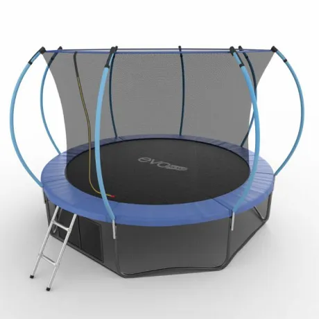 Батут с внутренней сеткой и лестницей EVO JUMP Internal 12ft (Blue) + нижняя сеть - Фото 4