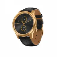 Смарт-часы Garmin VIVOMOVE LUXE золотистые черные с кожаным ремешком