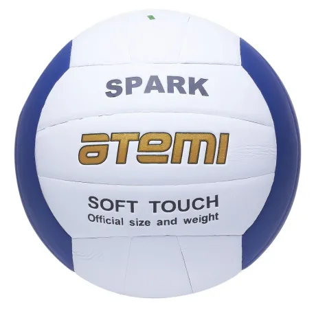 Мяч волейбольный Atemi SPARK, синтетическая кожа Microfiber, бел/син, 18 п, клееный, окруж 65-67