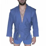 Куртка для самбо Atemi с поясом без подкладки, синяя, плотность 550 г/м2, размер 56, AX5