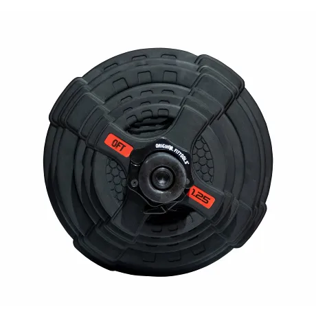 Штанга олимпийская OriginalFitTools 128 кг (диски с двумя хватами, черный гриф) - Фото 11